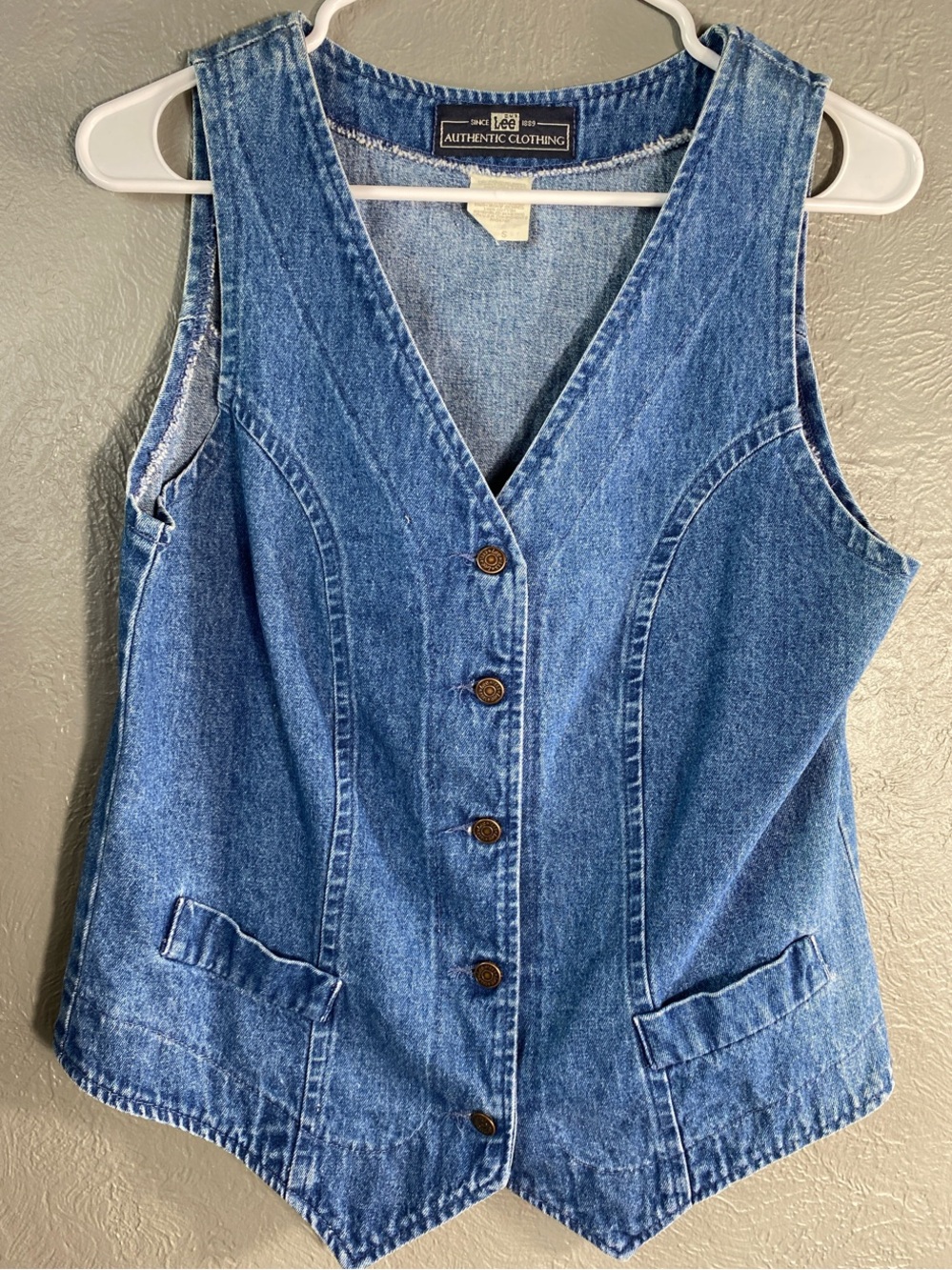 Lee Denim Vest Womens S Blue 100% Cotton Button Front Western Jean Waistcoat